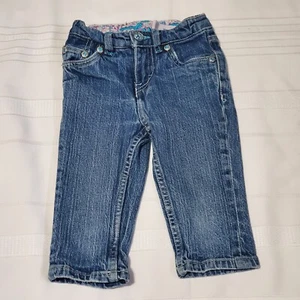 Levis Toddler Girl Size 4 Straight Leg Adjustable Denim Blue Jeans Adorable EUC - Picture 1 of 17