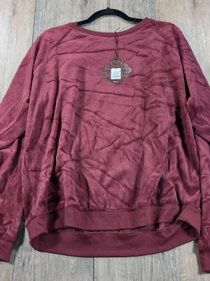 Knox Rose Sweatshirt Womens XL Red Velour Long Sleeve Pullover BOHO Grunge NWT - Image 1 of 4