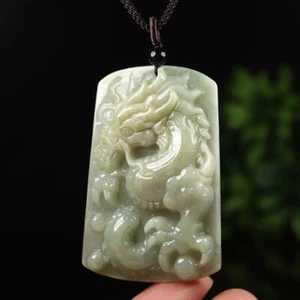 Certified Grade A 100% Natural Green Burma Jadeite Jade Pendant Dragon SEC04629 - Picture 1 of 7