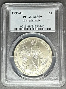 1995-D Paralympic Dollar PCGS MS-69, Buy 3 Items, Get $5 Off! - Picture 1 of 2