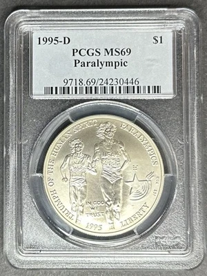 1995-D Paralympic Dollar PCGS MS-69, Buy 3 Items, Get $5 Off! - Image 1 of 2