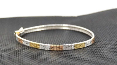 Brazalete Omega Estate Milor Italia Plata de Ley 925 y Oro, Grabado Foto 1 de 4