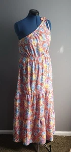 PRETTYGARDEN Women's Summer Floral Maxi Dress Knot One Shoulder Sz M Resortwear - Picture 1 of 10