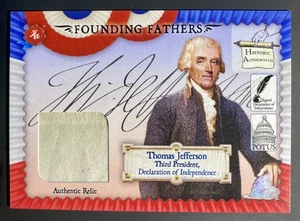 Reliquia tocada de los padres fundadores 2025 autógrafos históricos Thomas Jefferson (d) - Imagen 1 de 2