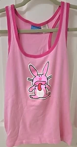 Rare Vintage Y2k Jim Benton It's Happy Bunny Tongue Out Tank Top Medium Pink - Picture 1 of 5