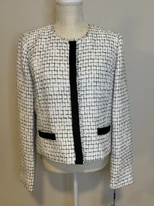 Karl Lagerfeld Paris Boucle Cropped Jacke schwarz-weiß Größe 10 - Bild 1 von 13