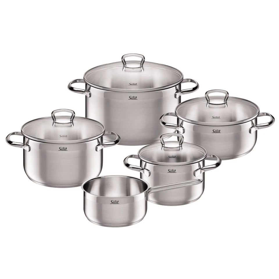 SILIT Tuscany Saucepan Set 5 Piece Stainless Steel - Image 1 of 1