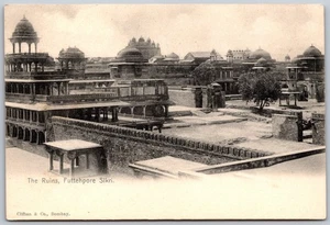 Cartolina Fatehpur Sikri India rovine cupole muri di pietra anni 1910 UDB veduta - Foto 1 di 2
