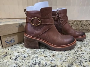 Sofft Jennie klobige Leder Stiefeletten 9,5 Bourbon neu braun  - Bild 1 von 6