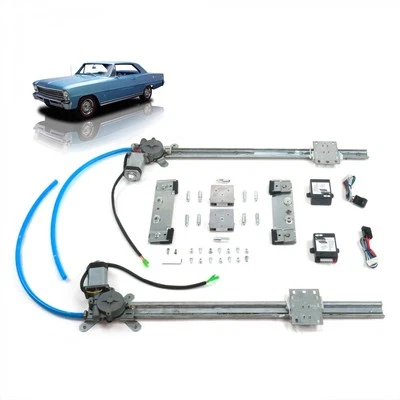 Chevy II 1966-67 2-Door One Touch Flat-Glass power window kit Acadian SS GM Nova - Image 1 of 4