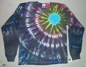 BLUE STARBURST LONG SLEEVE TIE DYE T SHIRT - Picture 1 of 7
