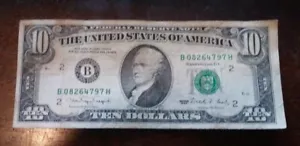 1990 $10 Dollar Note Federal Reserve of New York B08264797H - Picture 1 of 2