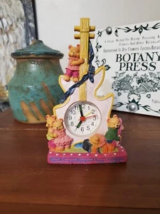 Fun Girly Guitar Clock with Teddy Bears - Picture 1 of 7