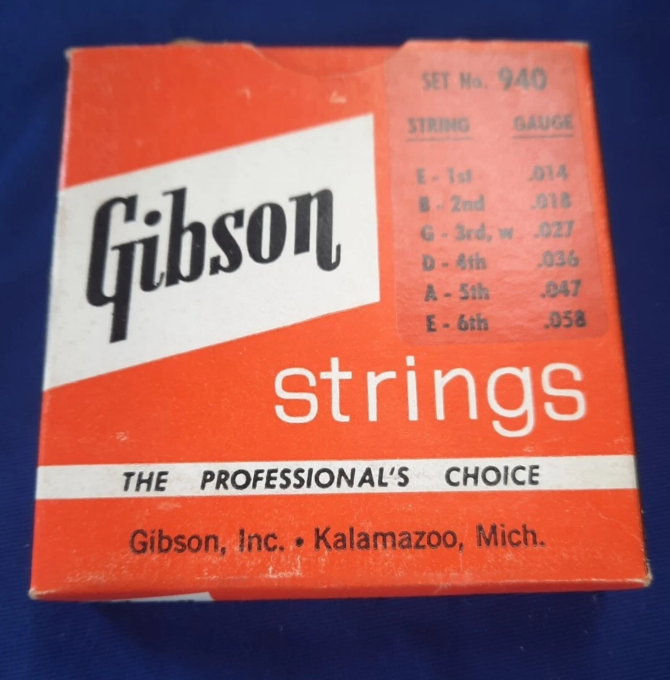 Gibson 940 民谣青铜丝绸和钢吉他弦套装 60 年代 NOS Kalamazoo,Mi  — 第 1/4 张图片