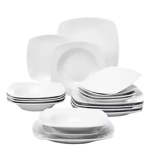MALACASA Julia 18pc White Dinner Set Kitchen Porcelain Dessert Plate Soup Dishes - Picture 1 of 12