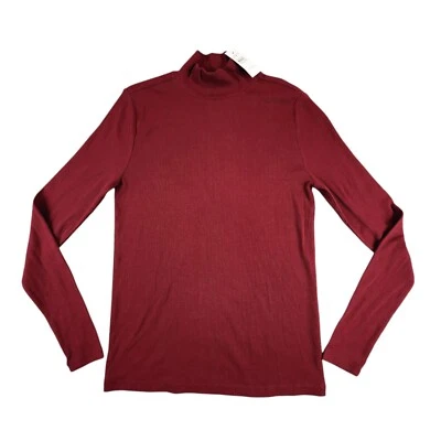 Loft Mock Neck Ribbed Lightweight Sweater Long Sleeve Fitted Stretch Cotton sz M - Image 1 of 4