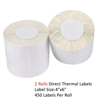 2 Rolls Direct Thermal Labels 450/Roll 4x6 For Zebra UPS LP2844 Eltron ZP450 - Image 1 of 4