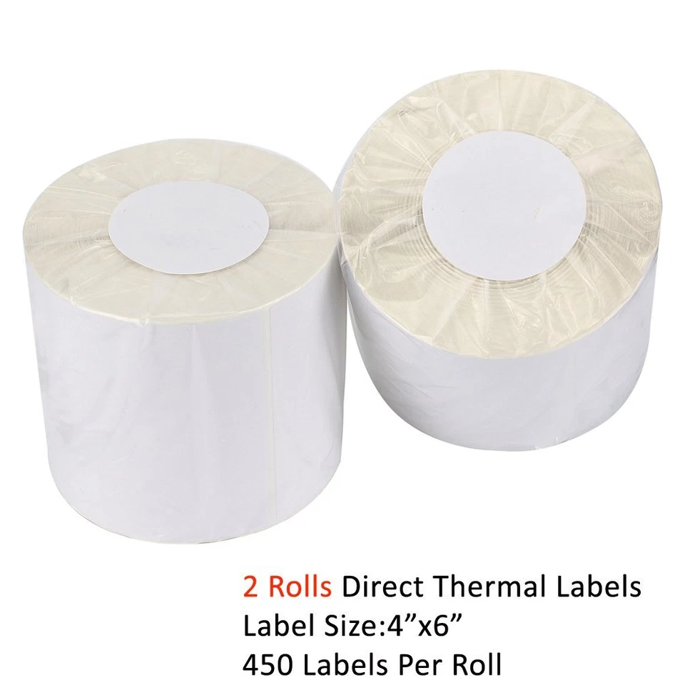 2 Rolls Direct Thermal Labels 450/Roll 4x6 For Zebra UPS LP2844 Eltron ZP450 - Image 1 of 4