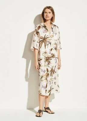 Conjunto Feminino Vince Jardim Tropical Top e Saia Blusa Seda Amieiro Pálido Tamanho P 4 Novo com etiquetas - Imagem 1 de 4