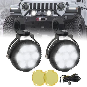 Pair 4.5" LED Work Light Pods Auxiliary Fog Lamp w/Wire&Cover For Car Motorcycle - Picture 1 of 9