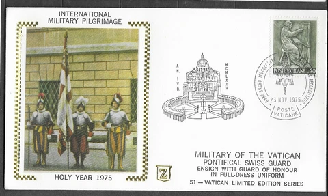 Vatican 1975 Holy Year SWISS GUARD Ensign with Guard of Honor FDC # 51 Cover