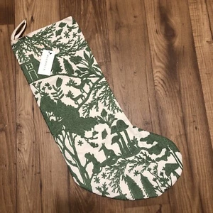 Magnolia Market Waco Joanna Gaines FOLKLORE GREEN Toile Christmas Stocking New - Picture 1 of 11