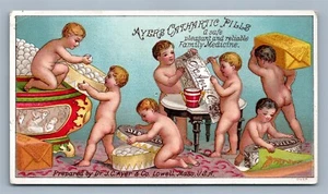 LOWELL MA AYERS CATHARTIC PILLS VICTORIAN TRADE CARD - Picture 1 of 2