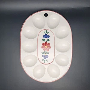 Boerenbont Boch Belgium Egg Plate Floral Ceramic Serving Platter RARE Vtg - Picture 1 of 4