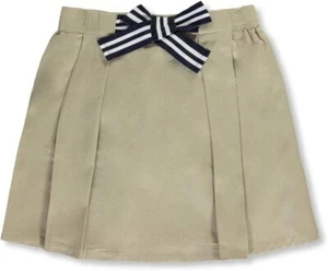 French Toast Girl's Uniform Scooter Khaki Navy Grosgrain Bow Girl's Size 7 NISP - Picture 1 of 7