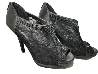 Tacones de salón Michaelangelo para mujer Ayael9 talla 8 encaje negro, estrás, cremallera Foto 1 de 4
