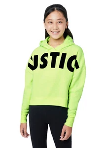 Justice Girls Hoodie Sweatshirt Green Pullover Long Sleeves Logo Size 12/14 New - Picture 1 of 11