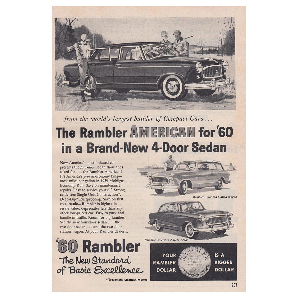 Rambler American 1960: nuevo sedán de 4 puertas anuncio impreso vintage Foto 1 de 1