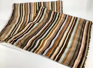AMERICAN SIGNATURE FURNITURE Bolster Pillow Covers Set 2 Striped Velvet Piping - Picture 1 of 6