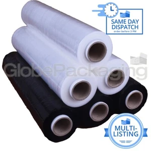STRONG CLEAR & BLACK PALLET WRAP STRETCH SHRINK WRAP ROLLS - MEDIUM & HEAVY DUTY - Picture 1 of 20