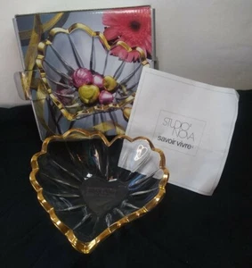 Heart Shaped Gold Edge Crystal Candy accessory Dish Savoir Vivre Rapture Box,  - Picture 1 of 9