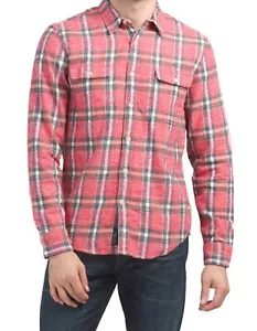 Lucky Brand Mens Large Plaid Humboldt Work Wear Button Down Shirt Red NWT $59 - Picture 1 of 10