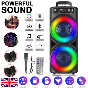 6000W Portable Bluetooth Speaker Sub Woofer Heavy Bass Sound System Party Mic UK - Picture 1 of 14