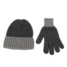 Totes Toasties Chunky Knitted Hat & Gloves Set Mens Charcoal