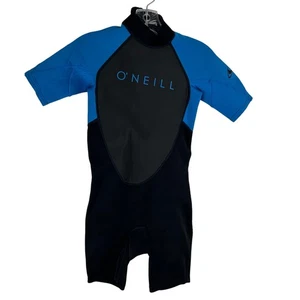 O'Neill Reactor 2mm Youth Wetsuit Shorty Black Blue Sz 12 Fits 90-105 Lbs - Picture 1 of 9