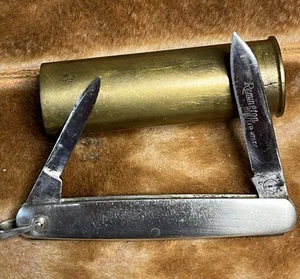 1924-33 Remington UMC 2-blade R7339 Nickel Silver Watch Fob Pen Knife ETCH - Picture 1 of 14