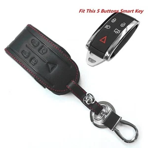 Key Case For JAGUAR XF XK XKR Leather Parts 5 Buttons Accessories Car Cover - Picture 1 of 7