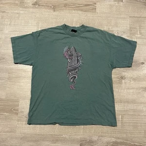 Vintage 90s Y2K Giant Tag Dragon Surfing T-Shirt Size XL - Picture 1 of 7