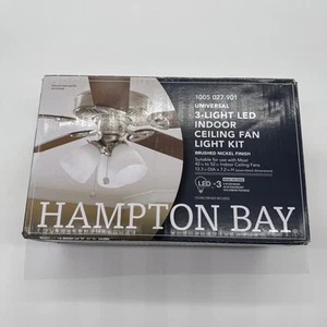 Hampton Bay 3-Light Brushed Nickel Ceiling Fan Shades LED Light Kit, 91382 - Picture 1 of 3
