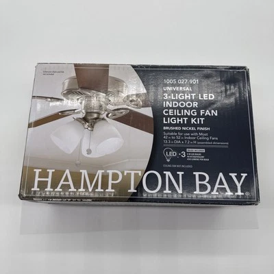 Hampton Bay 3-Light Brushed Nickel Ceiling Fan Shades LED Light Kit, 91382 - Image 1 of 3