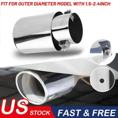 Acessórios de aço inoxidável cromados redondos ponta silenciador cauda tubo de escape traseiro de carro - Imagem 1 de 4