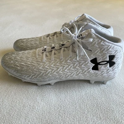 Under Armour Clone Men Size 14 Football Cleats White Silver - Image 1 of 4