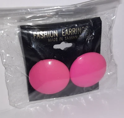 Pendientes Vintage Años 80 90 Rosa Plástico Neón Bright Rave Retro Barbiecore Foto 1 de 3