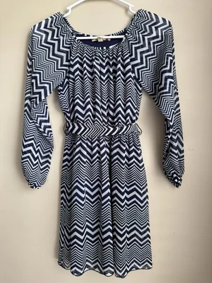 Girls’s Size 12 Speechless Navy Blue And White Zigzag Dress - Image 1 of 4