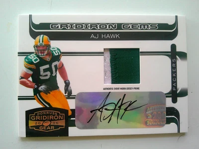 AJ Hawk Green Bay Packers Gridiron Gems #40/50 2006 Donruss Gridiron Gear #207 - Image 1 of 2