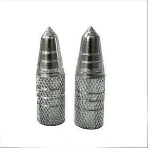 CAR BULLET MODEL WHEEL AIR VALVE CAPS SET ALLOY SILVER X 4 PIECES - Picture 1 of 1